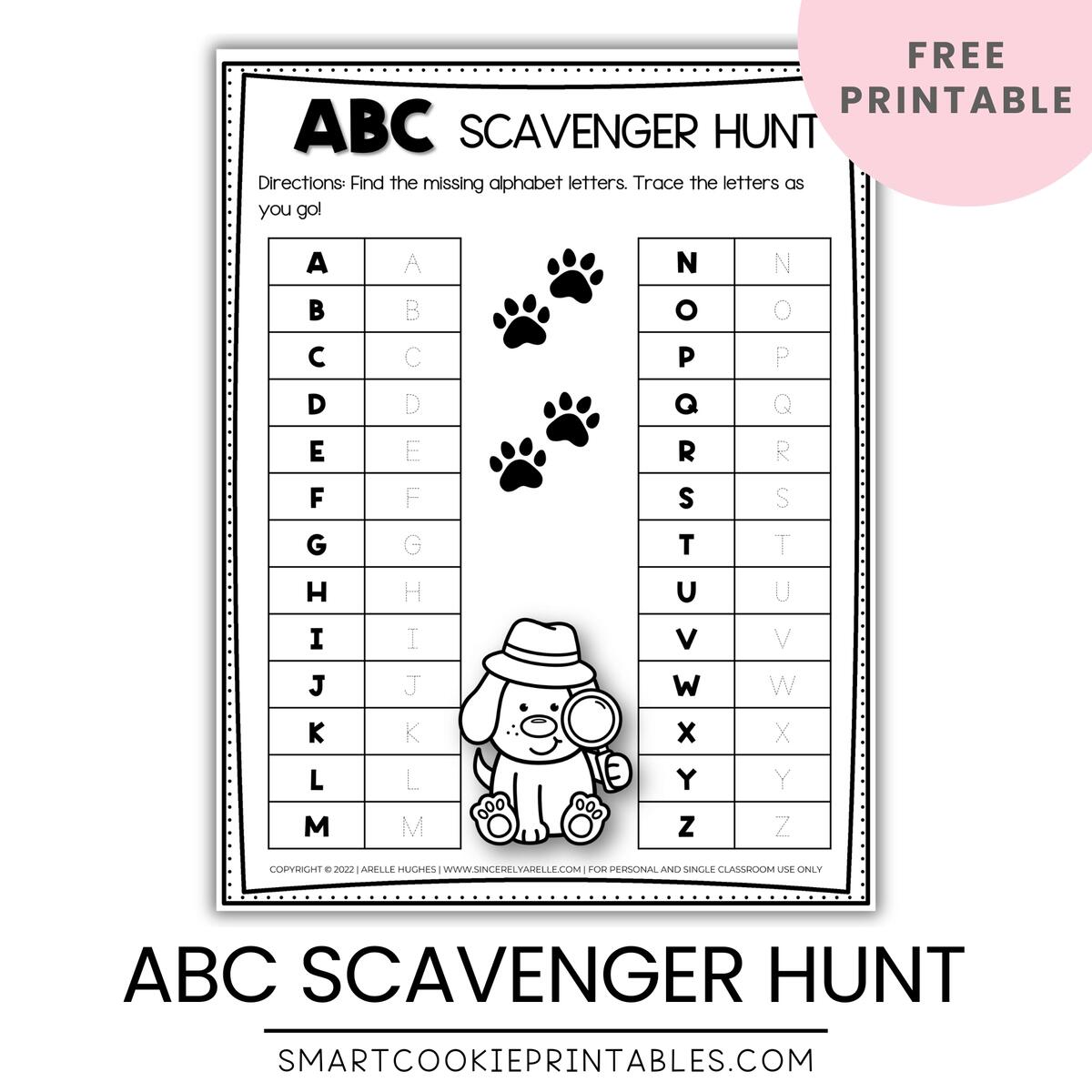 Alphabet Scavenger Hunt Free Letter Recognition Activity For Preschoolers Smart Cookie Printables