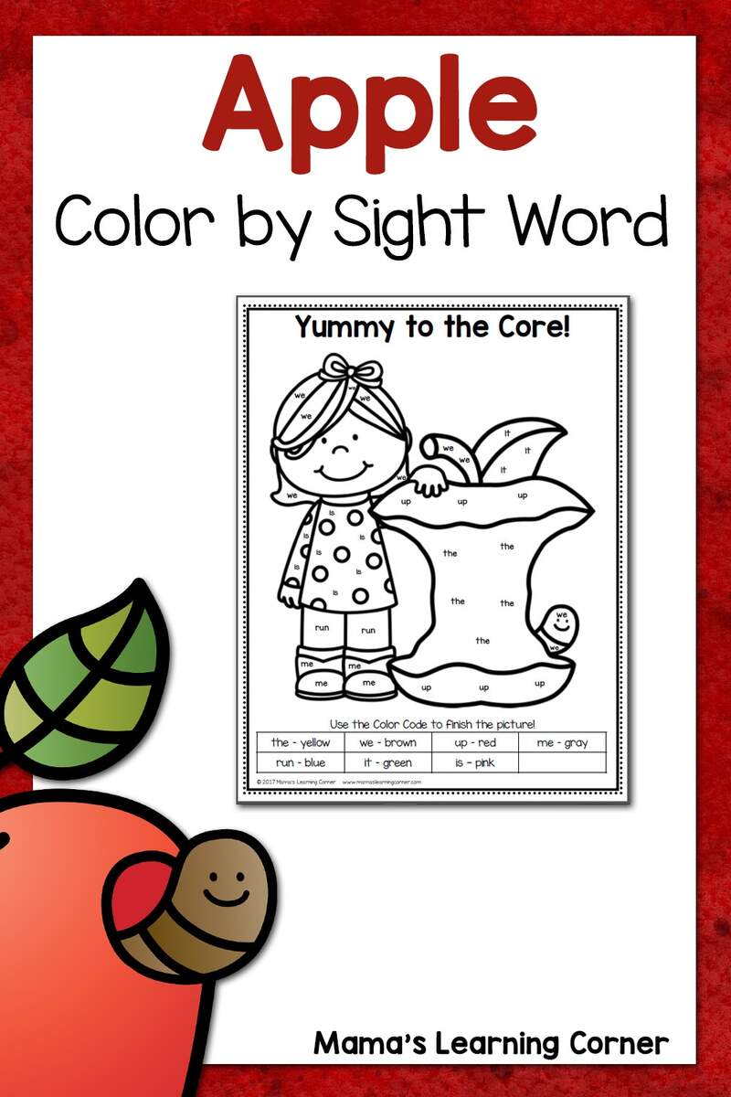 Apple Color By Sight Word Worksheet Mamas Learning Corner Apple Color By Sight Word Worksheet Mamas Learning Corner