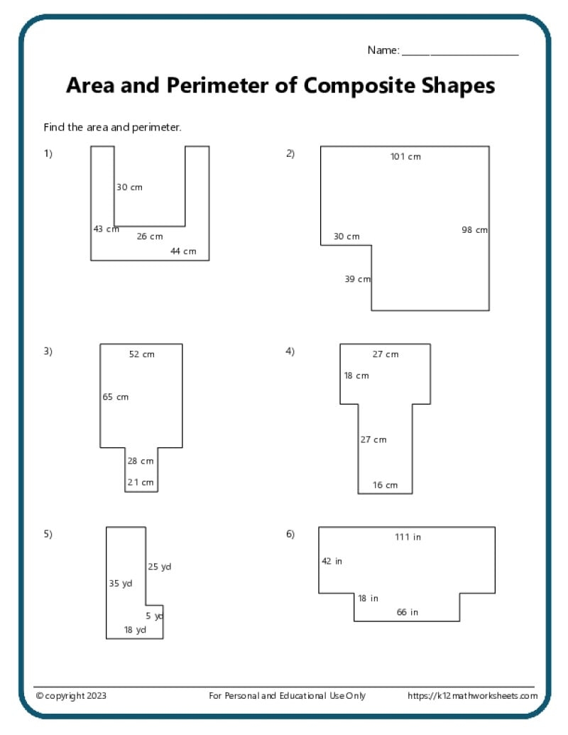 Area And Perimeter Worksheets