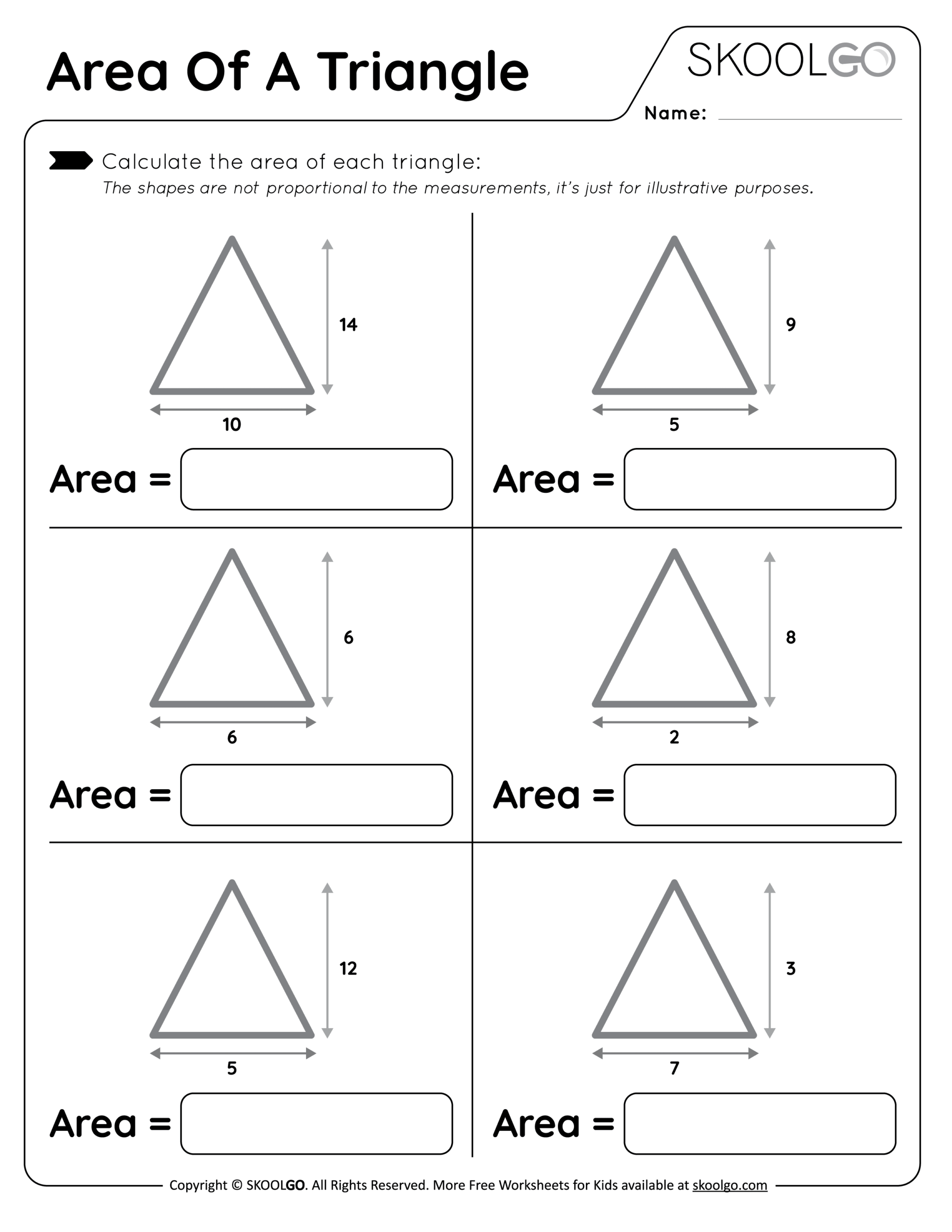Area Of A Triangle Free Worksheet For Kids SKOOLGO Worksheets Library