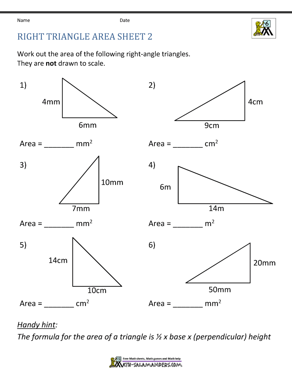 12 Free Area Of A Triangle Worksheets 80 Area Problems