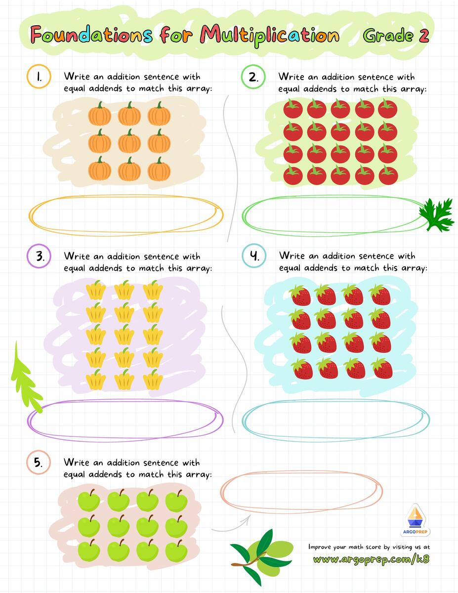 Arrays Worksheets 2nd Grade ArgoPrep Beginning Multiplication Worksheets