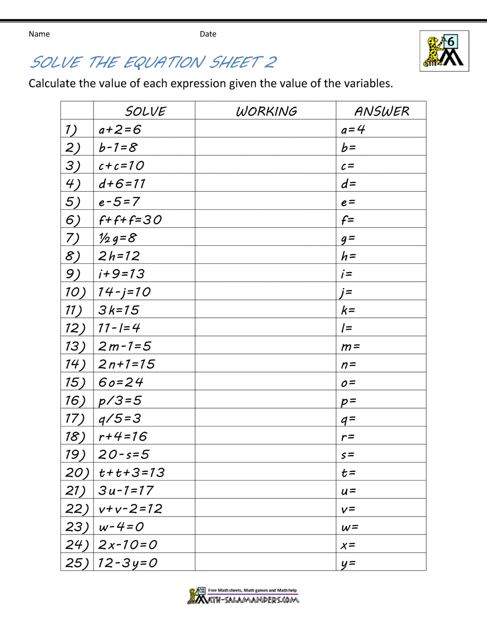 Algebra 1 Practice Worksheet Worksheets Worksheets