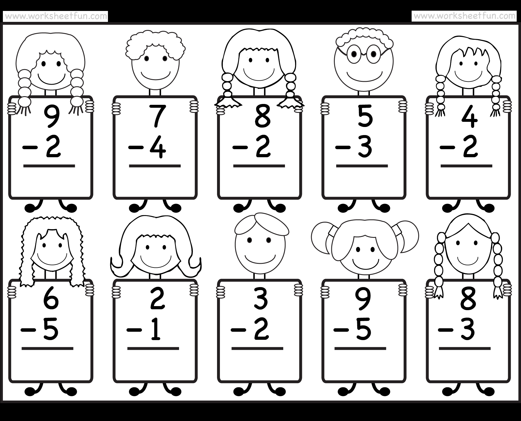 Fall Subtraction Within 10 Worksheet Free Printable Digital PDF