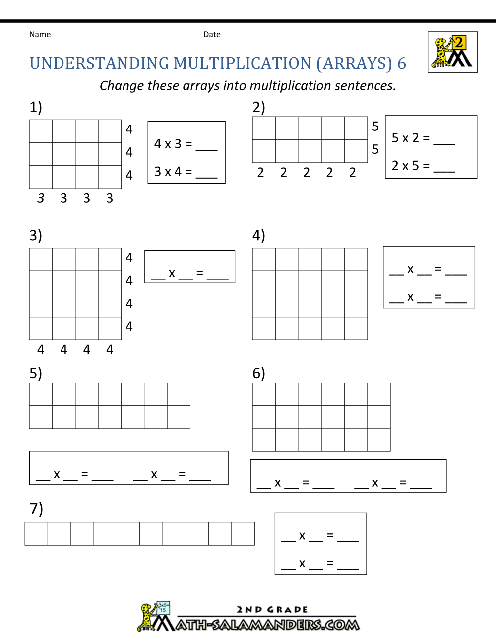 Beginning Multiplication Worksheets Free Multiplication Arrays Worksheets Teach Prints