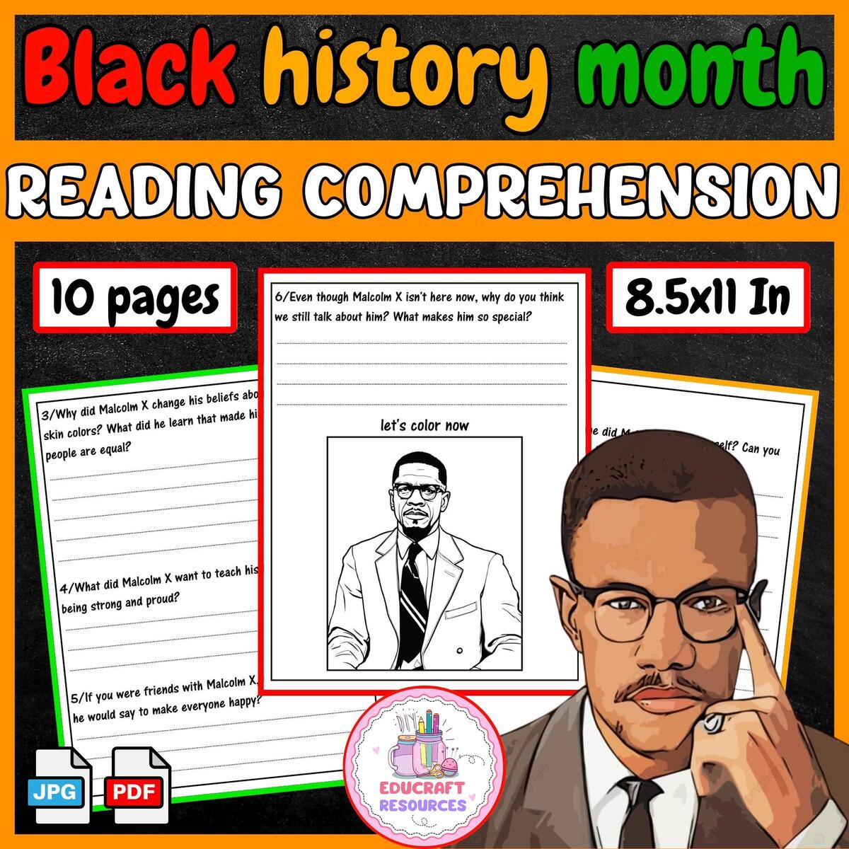 Black History Month Digital Resources Malcolm X Reading Comprehension Passage Made By Teachers Black History Month Digital Resources Malcolm X Reading Comprehension Passage Made By Teachers