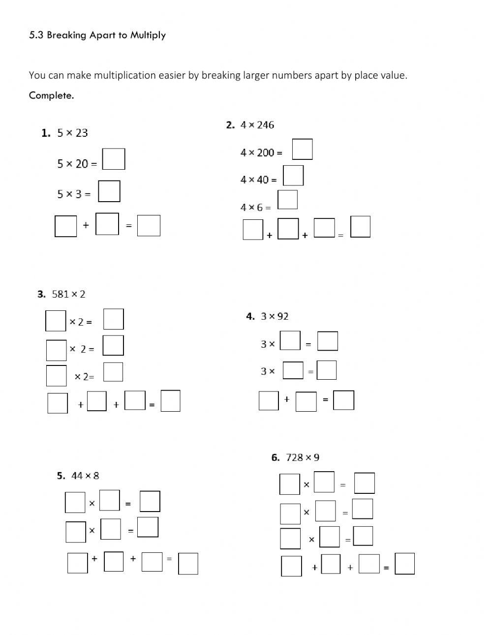 Breaking Apart To Multiply Worksheet Worksheets Library 2 Digit By 2 Digit Multiplication Worksheets Math Multiplication Made By Teachers