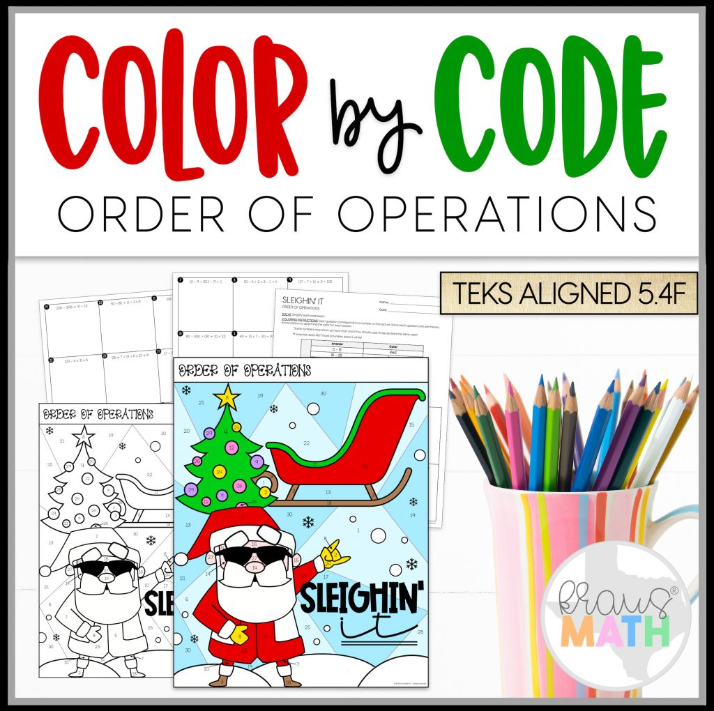 Christmas Color By Number Order Of Operations Kraus Math Worksheets Library
