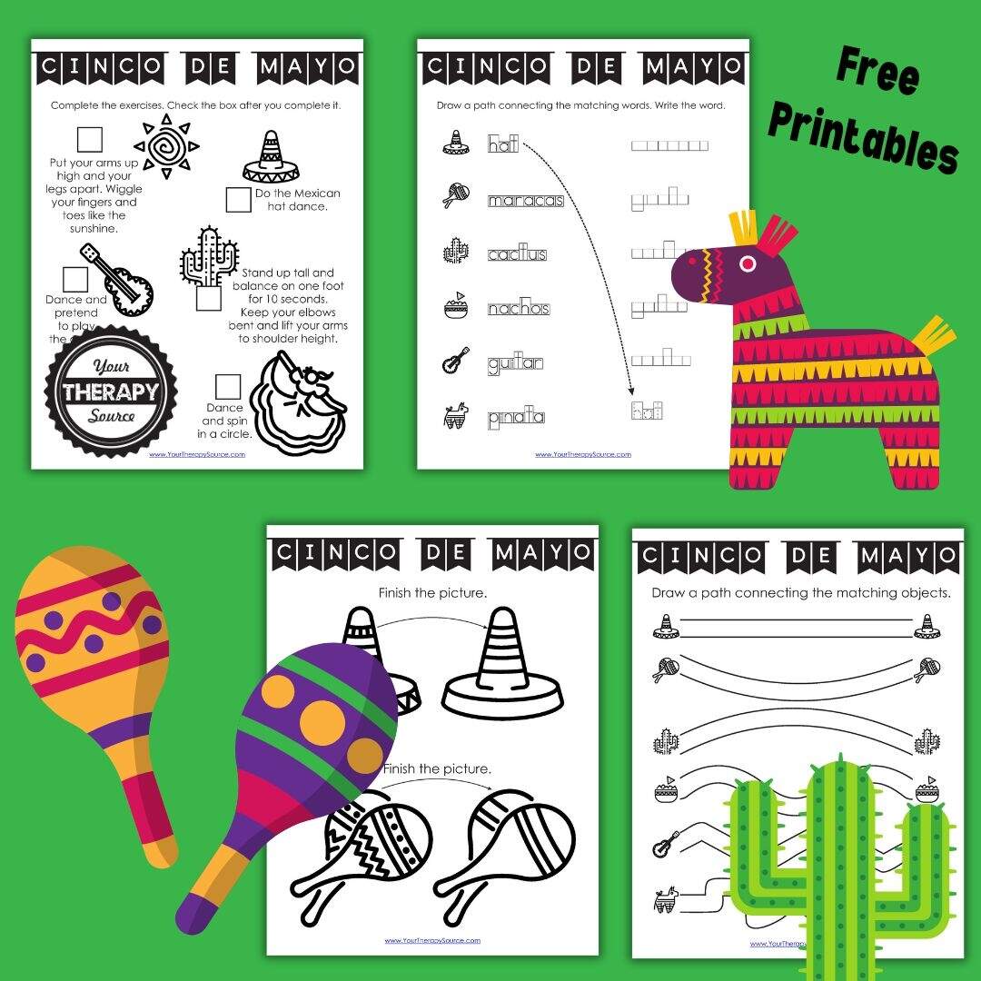 Cinco De Mayo Worksheets Free Printables Your Therapy Source Printable Cinco De Mayo Matching Worksheets Matching Word To Picture Activity Made By Teachers
