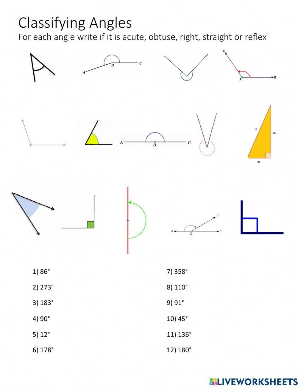 Classifying Angles Pyoung Worksheets Library