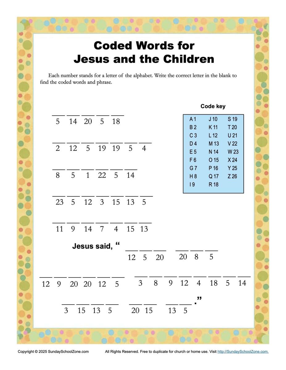 Coded Word Bible Activities For Children On Sunday School Zone Coded Word Bible Activities For Children On Sunday School Zone