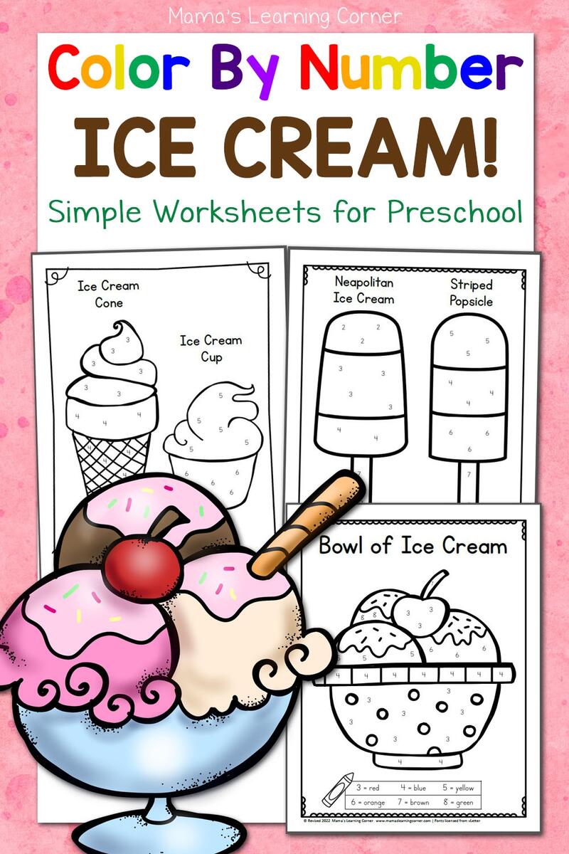 Color By Number Worksheets For Preschool Ice Cream Mamas Learning Corner Color By Number Worksheets For Preschool Ice Cream Mamas Learning Corner