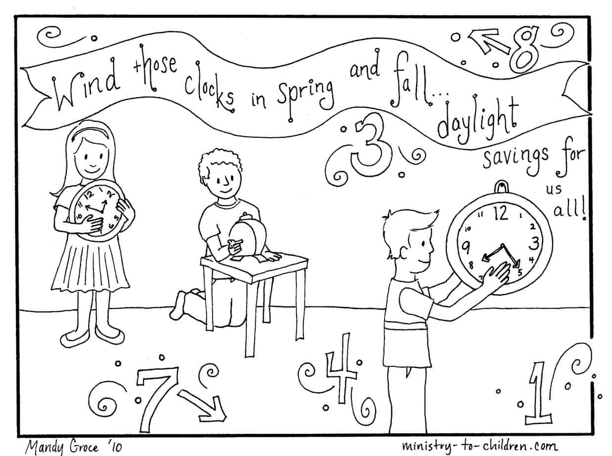 Coloring Pages Daylight Savings Time Change March 8 2020 Printable Clocks Coloring Sheets Ministry To Children What You Need To Know About Daylight Savings Squarehead Teachers