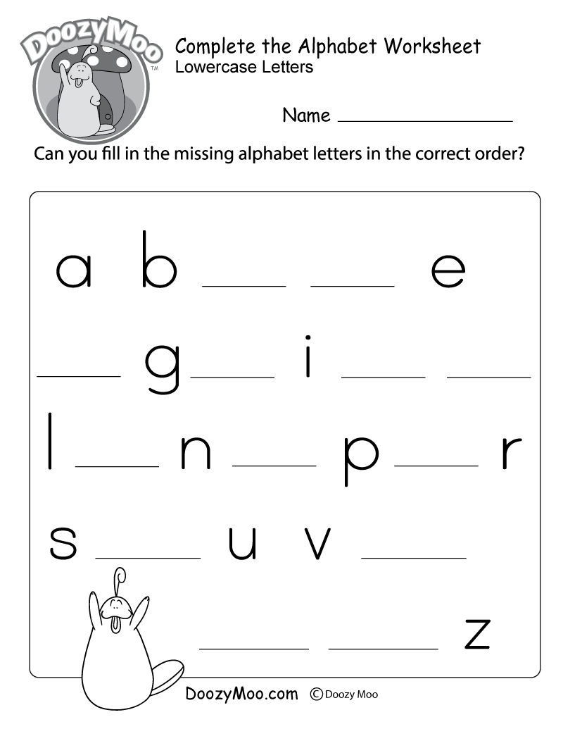 Complete The Alphabet Worksheet Free Printable Doozy Moo Alphabet Worksheets Tracing Letters Free Printable PDF