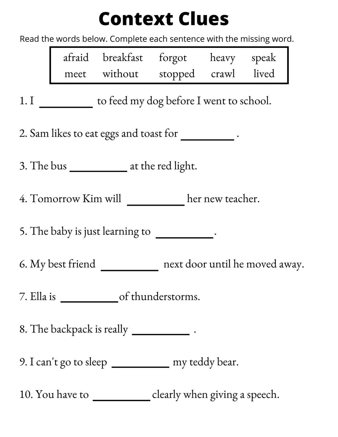 Context Clues Worksheets Vocabulary Printable 1st Through 3rd Grade Etsy Vocabulary Context Clues Worksheet Worksheets Library