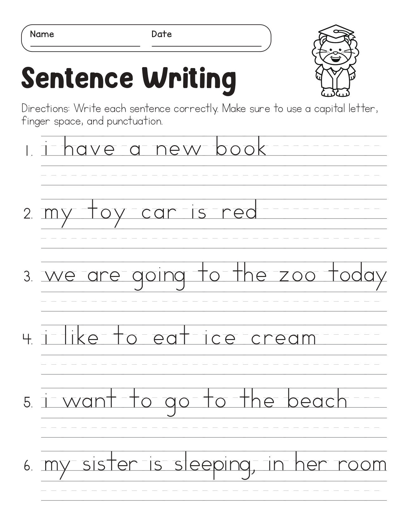 Correct The Sentences Worksheets 10 Page Printable For 1st And 2nd Grade ELA Students ELA Worksheets Sentence Writing ELA Teacher Print Etsy Sentence Writing Practice Worksheets Kindergarten