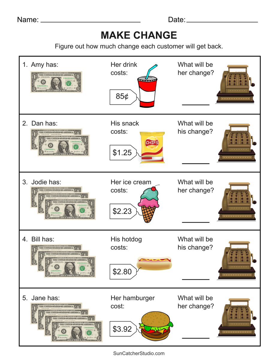Counting Money Worksheets Money Math Free Printables Lettering SVG Files Tools Apps