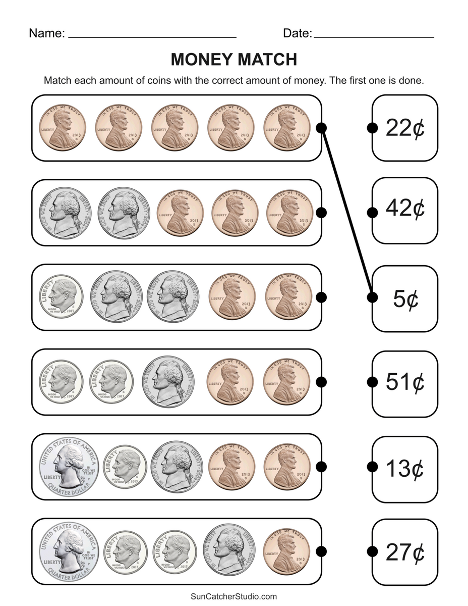 Free Math Money Worksheets 1st Grade