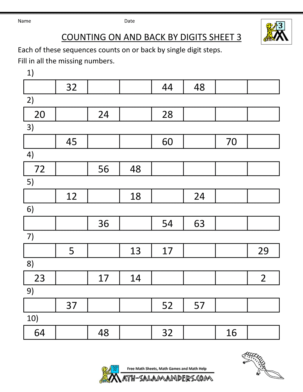 Counting On And Back Worksheets 3rd Grade Counting On And Back Worksheets 3rd Grade