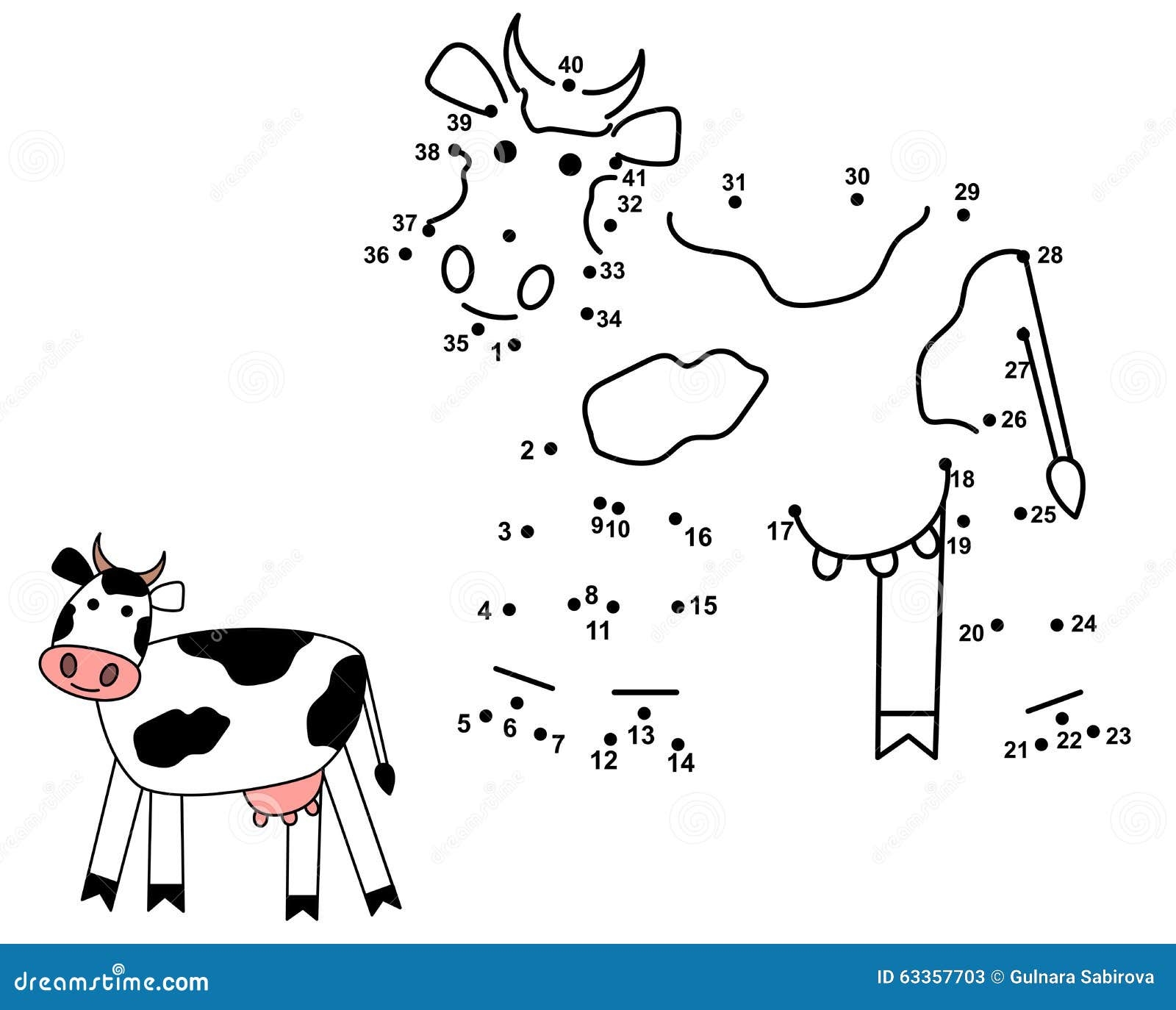 Connect The Number To Draw The Animal Educational Game For Children Cute Little Cow Stock Vector Image Art Alamy