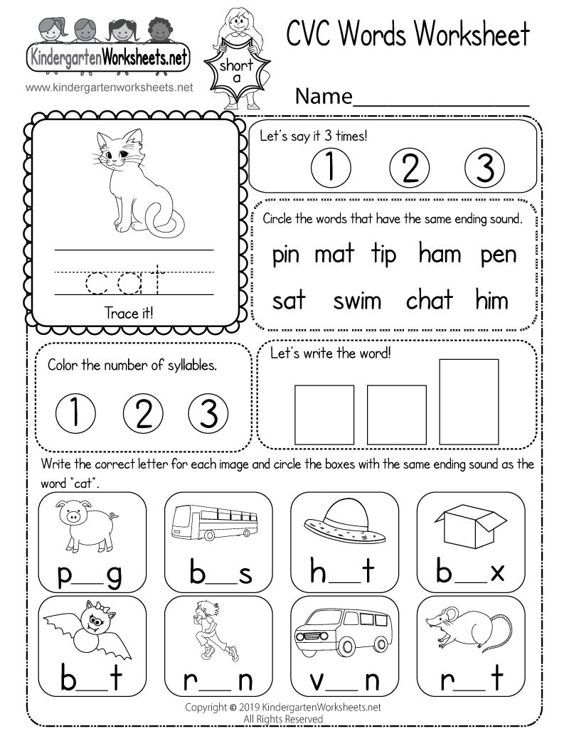 20 Free CVC Words Worksheets Teach Prints