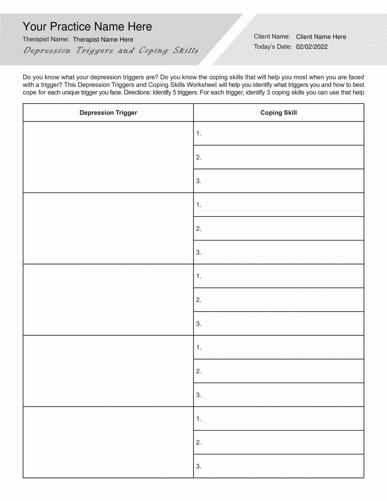 Free Depression Worksheet From Uncommon Knowledge