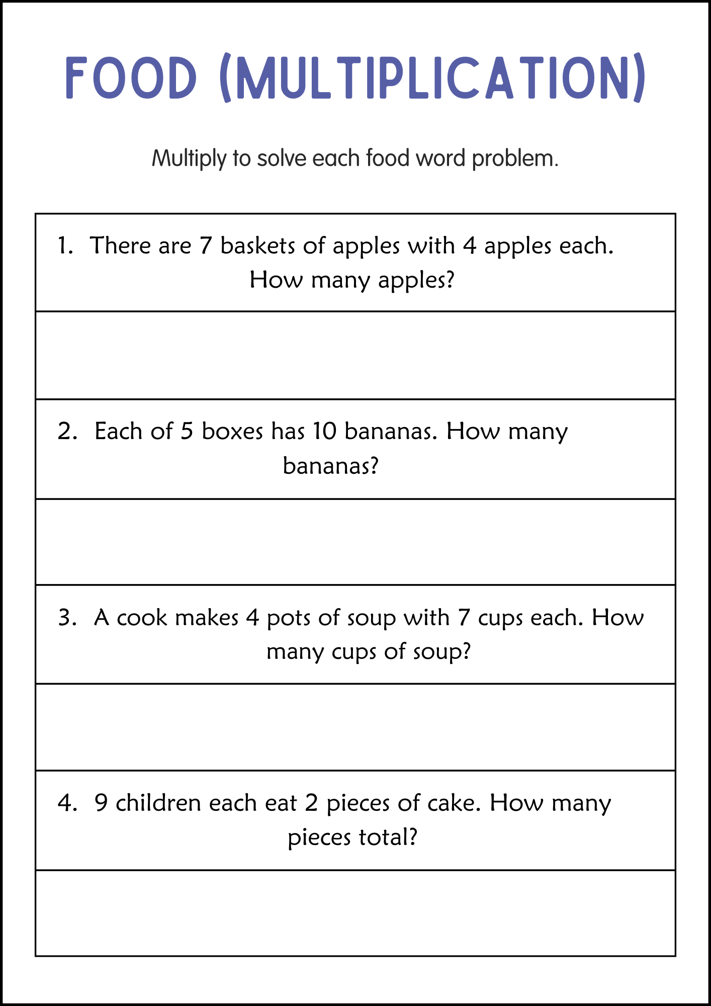 Multiplication Word Problems Worksheets Superstar Worksheets