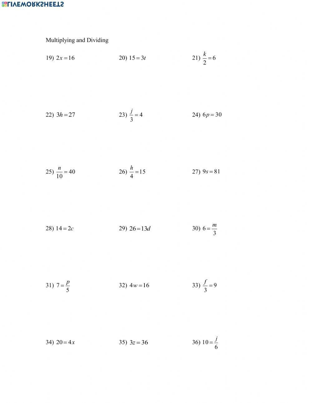 Division Equations Worksheet Practice Problems For Division Mastery Division Equations Worksheet Practice Problems For Division Mastery