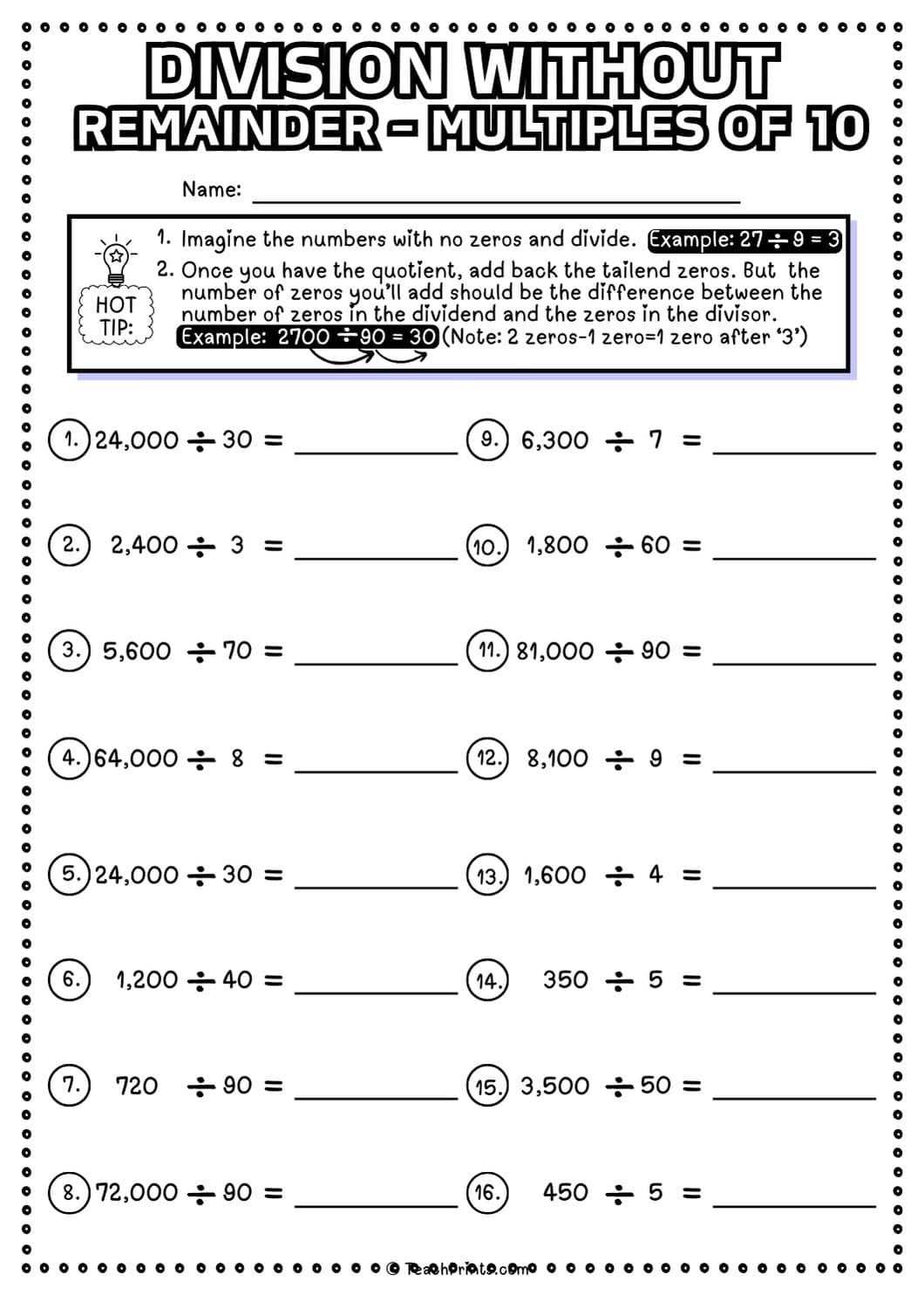 Division Without Remainder Worksheets Free To Print Teach Prints