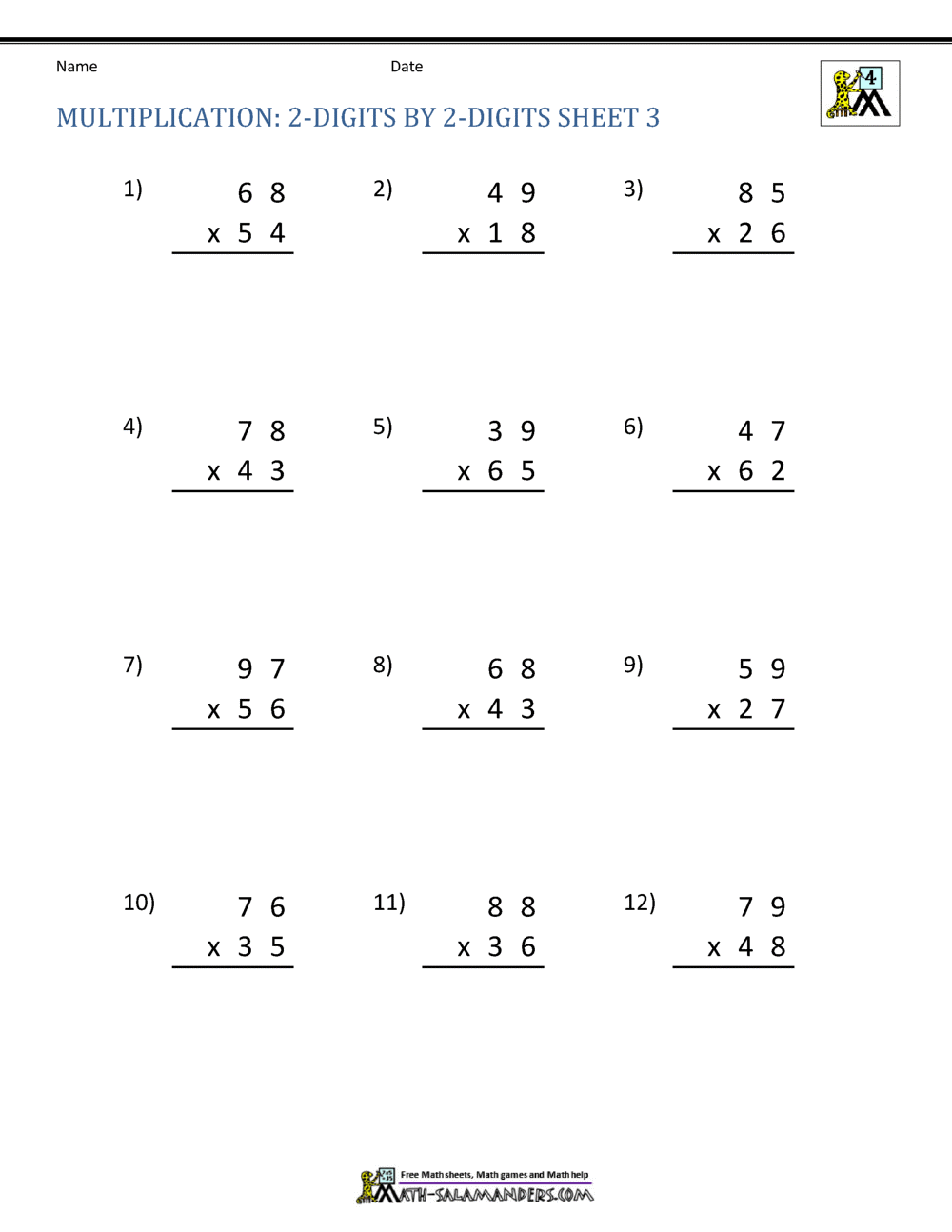Double Digit Multiplication Worksheets 4th Grade Double Digit Multiplication Worksheets 4th Grade
