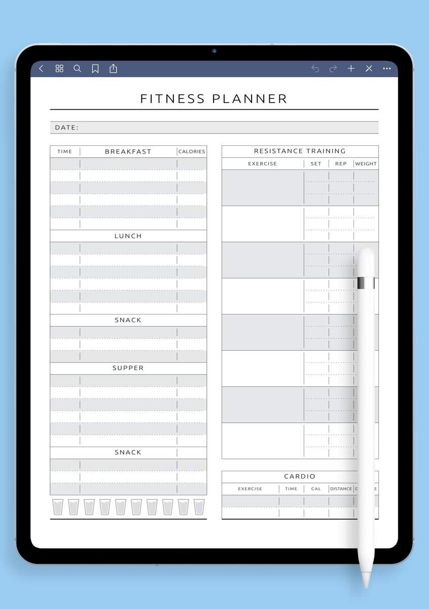 Download Printable Fitness Meal Water Tracker Template PDF