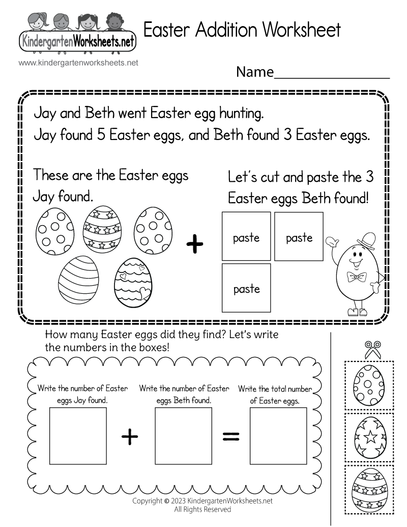 Easter Addition Worksheet Free Printable Digital PDF Fun 1st Grade Easter Worksheets For Holiday Learning