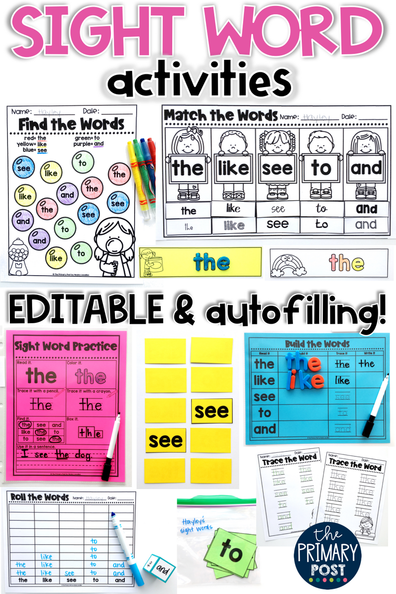 EDITABLE Sight Word Activities The Primary Post EDITABLE Sight Word Activities The Primary Post
