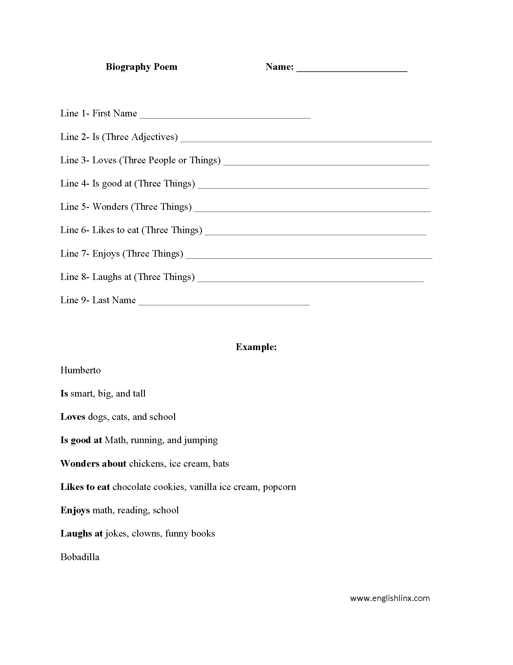 Englishlinx Poetry Worksheets