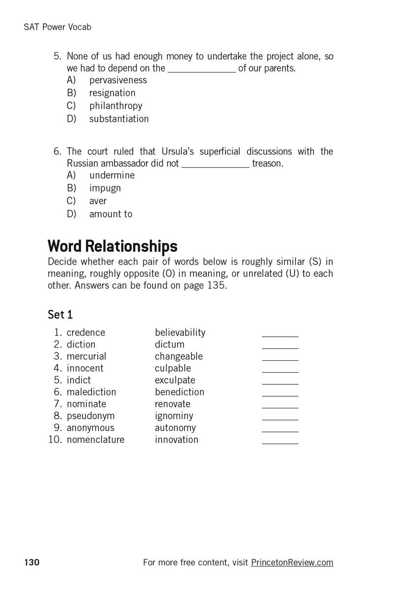 Extended Ebook Content For SAT Power Vocab 3rd Edition Chapter 5 Practice Exercises Extended Ebook Content For SAT Power Vocab 3rd Edition Chapter 5 Practice Exercises