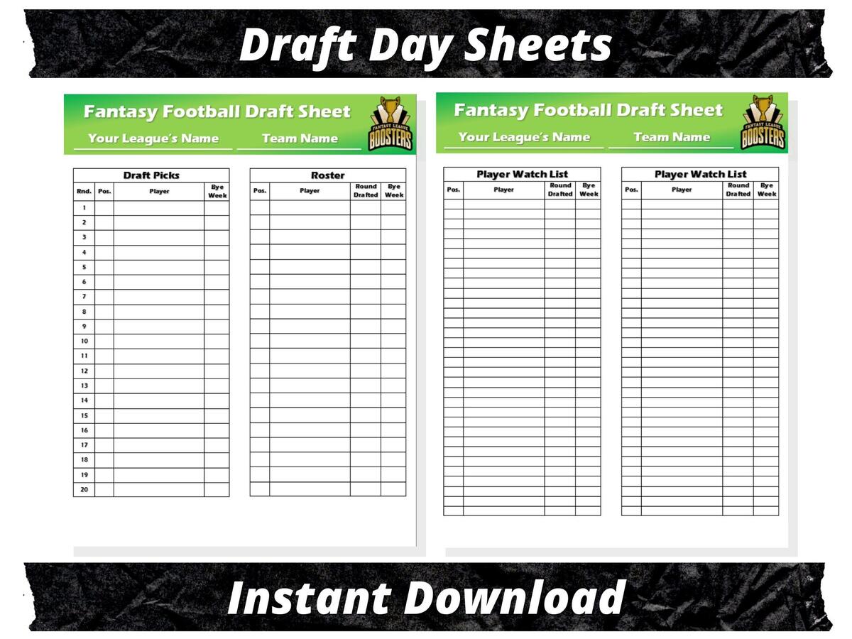 Fantasy Football Draft Sheets 2025 Season Microsoft Word Instant Download Etsy Printable Fantasy Fantasy Football Draft App Free Fantasy Football Draft Sheet US Letter A4 A5 Instant