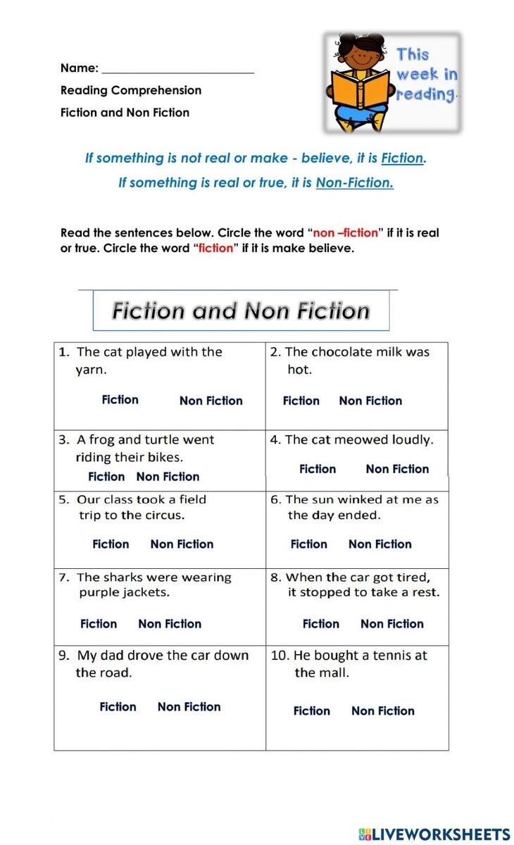 Fiction Vs Nonfiction Worksheet Fiction Vs Nonfiction Worksheets Library