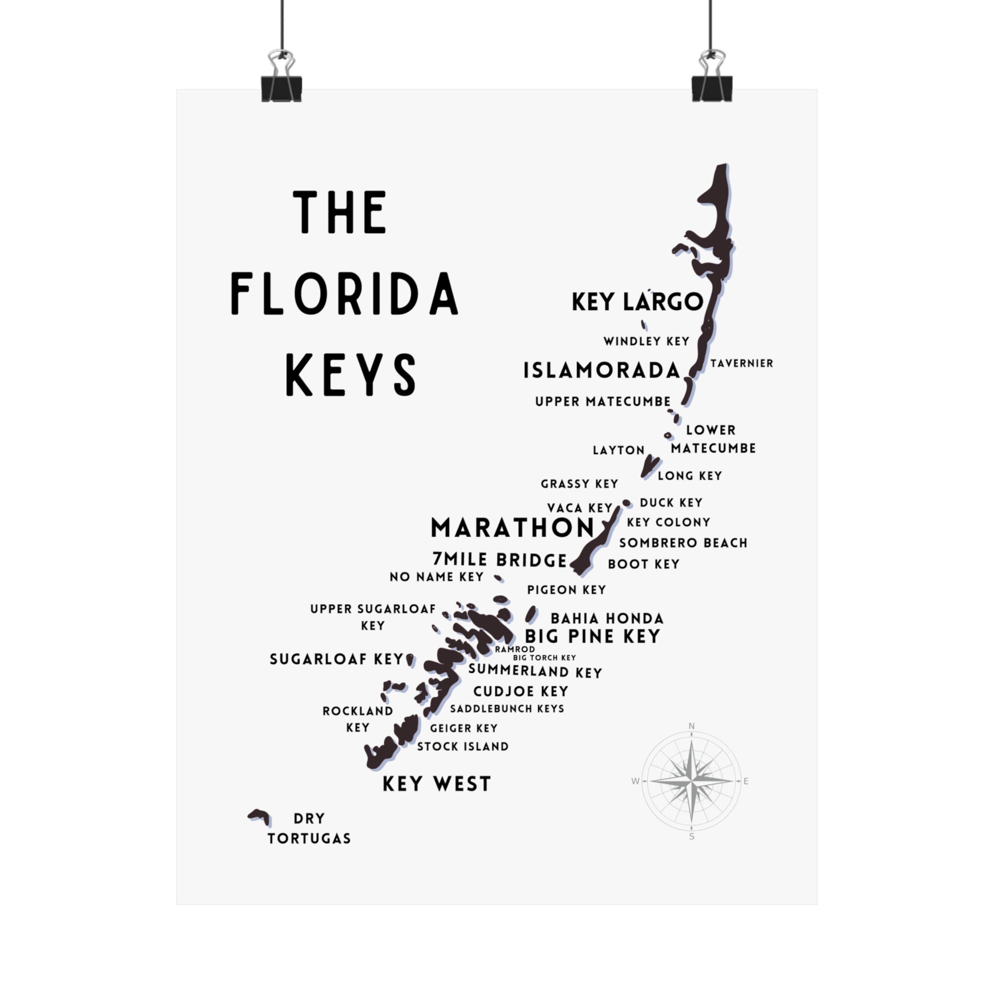 Florida Keys Map Keys Silhouette Black White Wall Art Vertical Worksheets Library