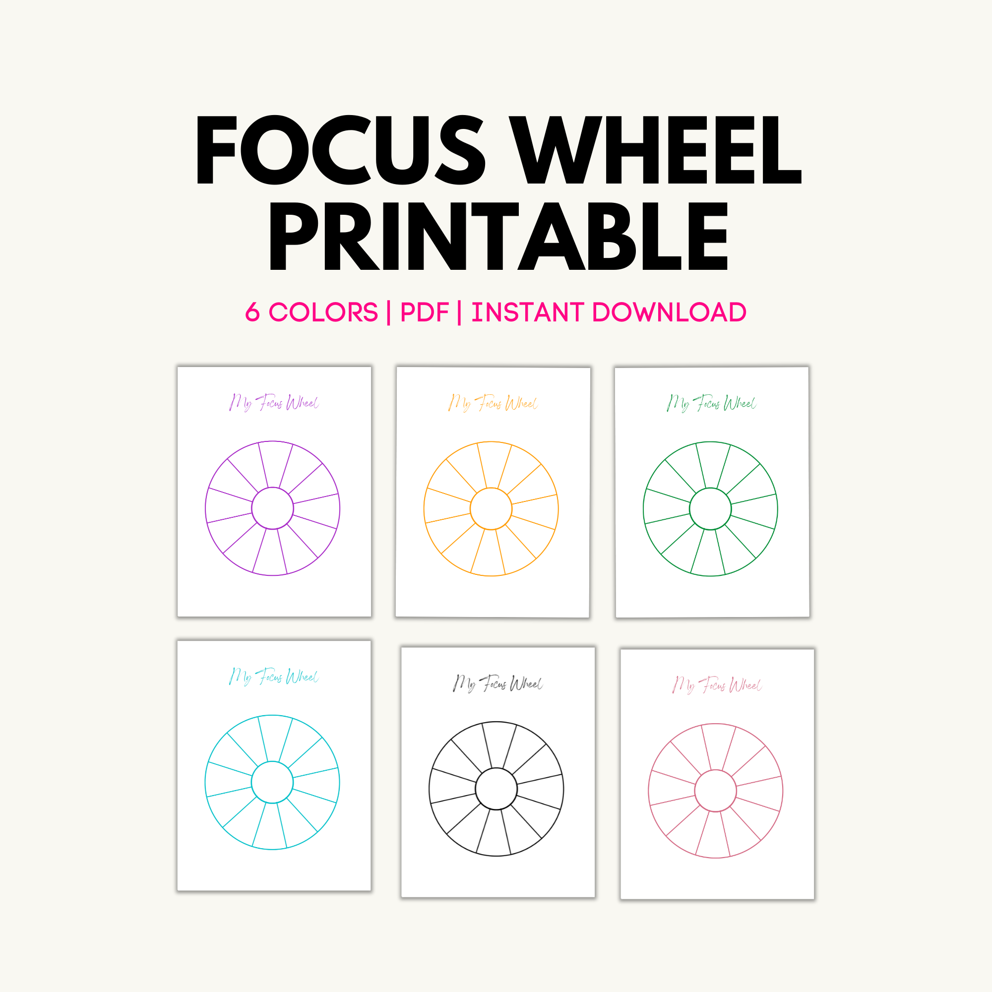 Focus Wheel Law Of Attraction Worksheet Grateful Manifesting Printables Shop