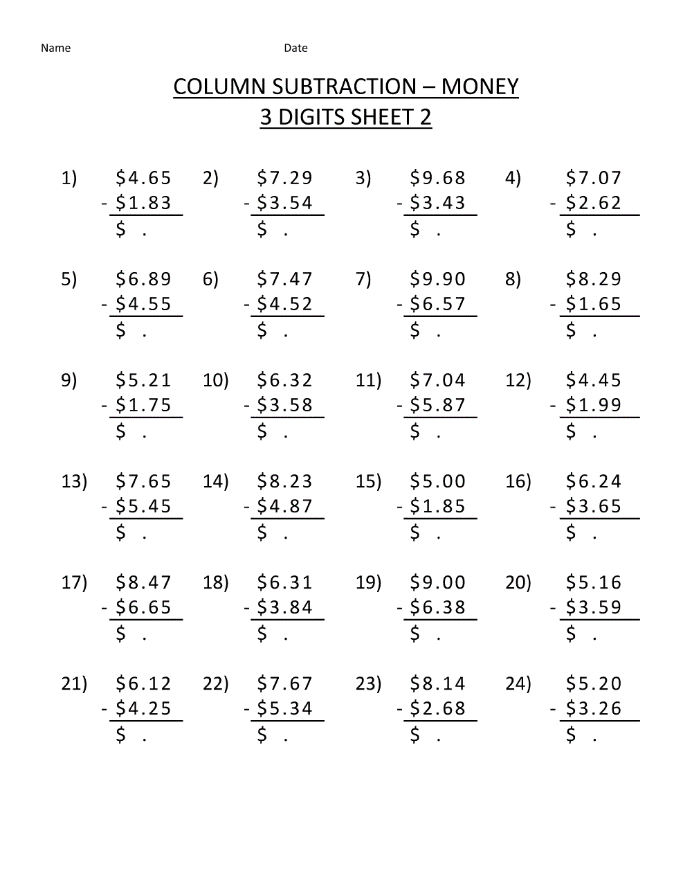 Fourth Grade Math Worksheets To Print
