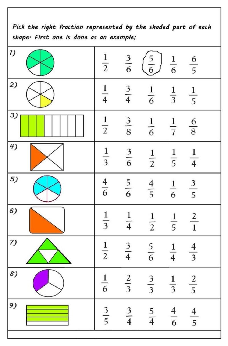 Free Printable Fractions Worksheet For Third Grade