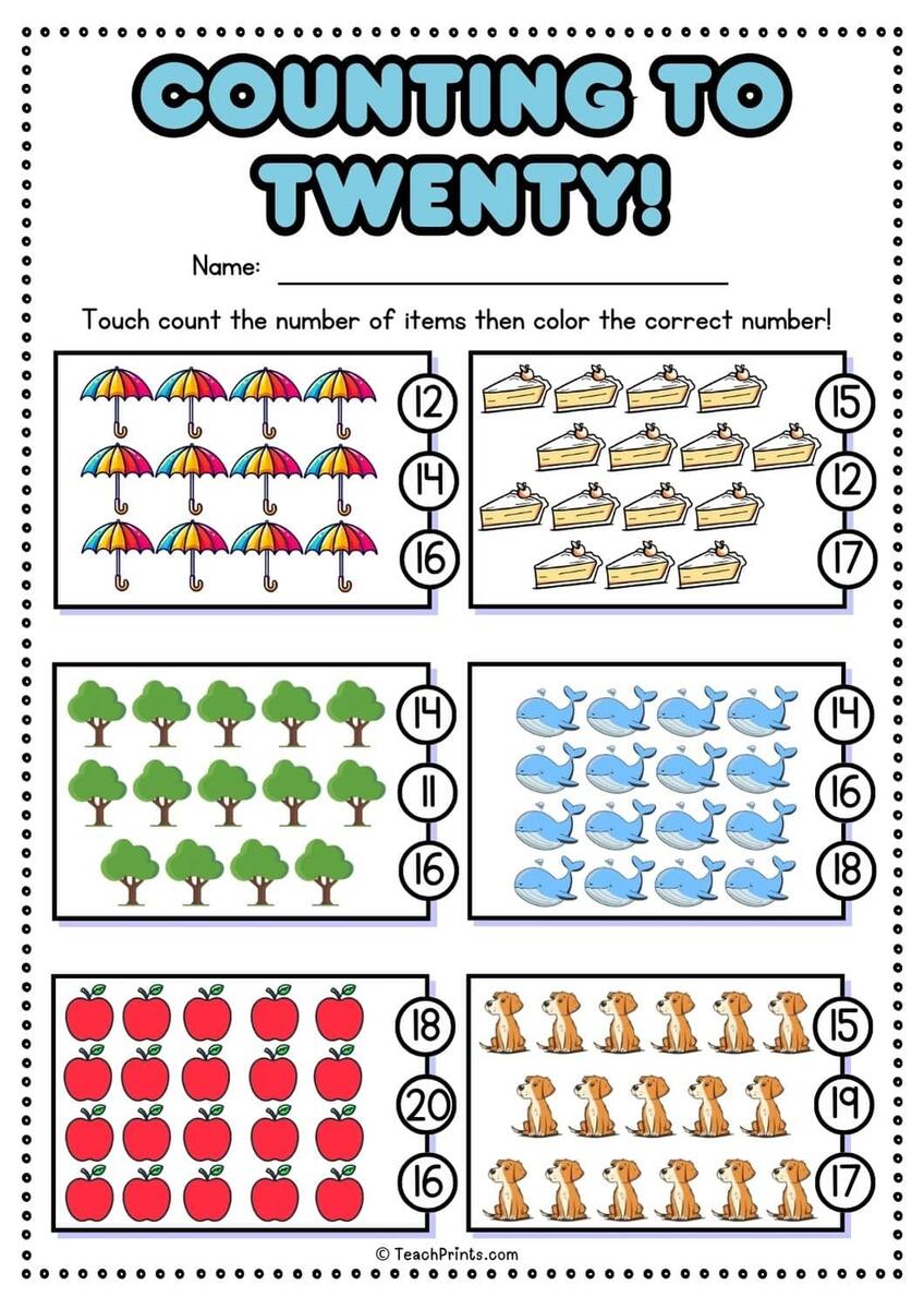 Free 1 20 Counting Worksheets Teach Prints FREE Printable Number 20 Worksheets For Kids