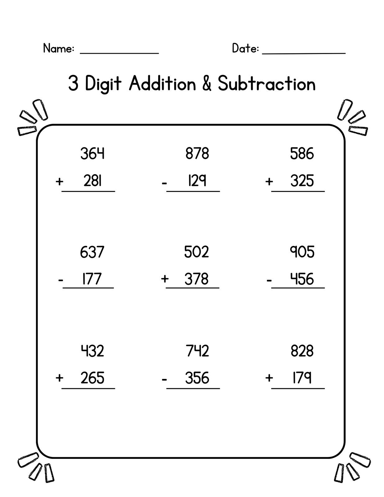 Free Printable 3rd Grade Math Review Worksheet