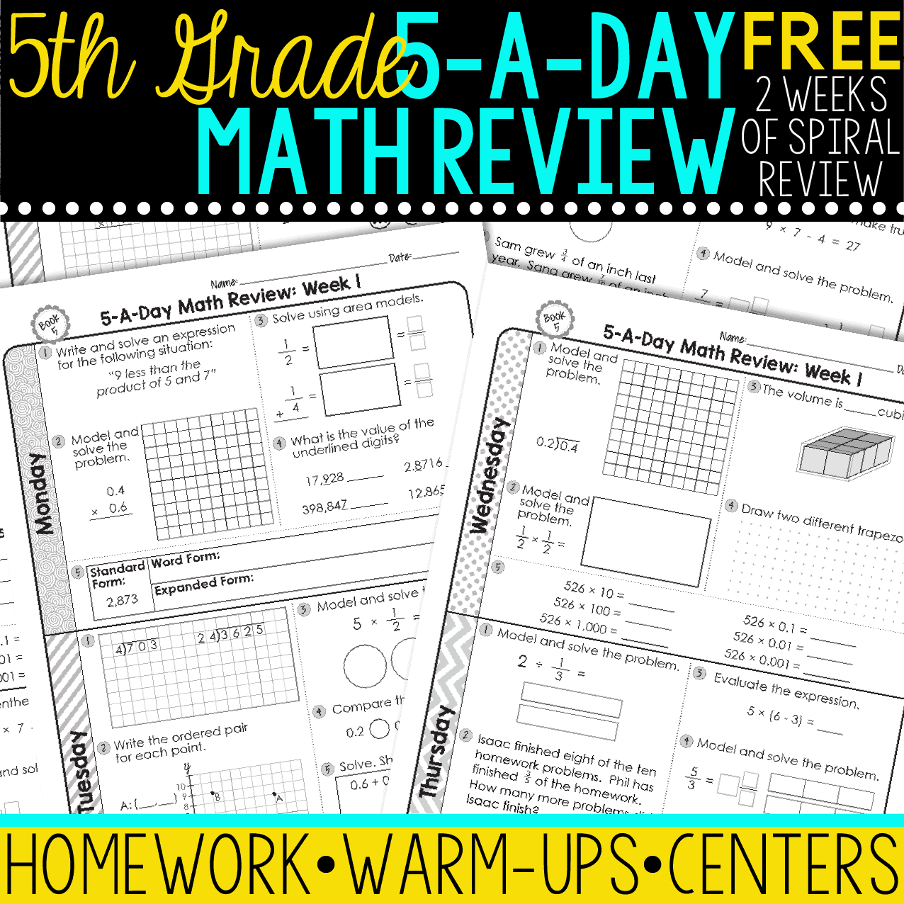 FREE 5th Grade Daily Math Spiral Review Teacher Thrive Worksheets Library FREE 5th Grade Daily Math Spiral Review Teacher Thrive Worksheets Library