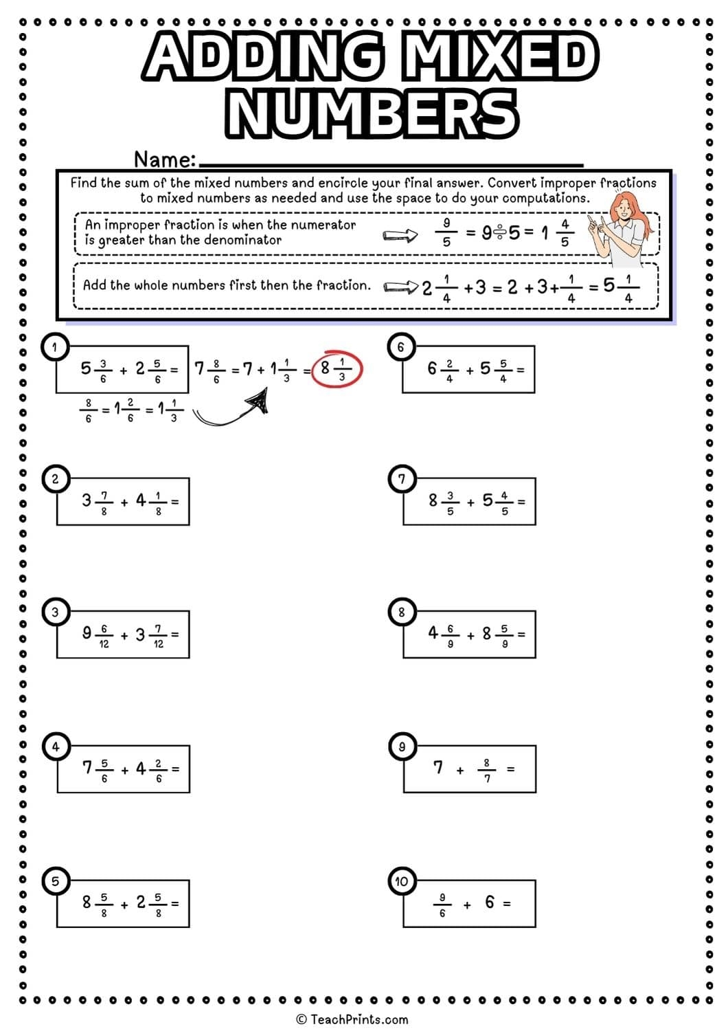 Free Adding Mixed Numbers Worksheets Teach Prints Free Adding Mixed Numbers Worksheets Teach Prints