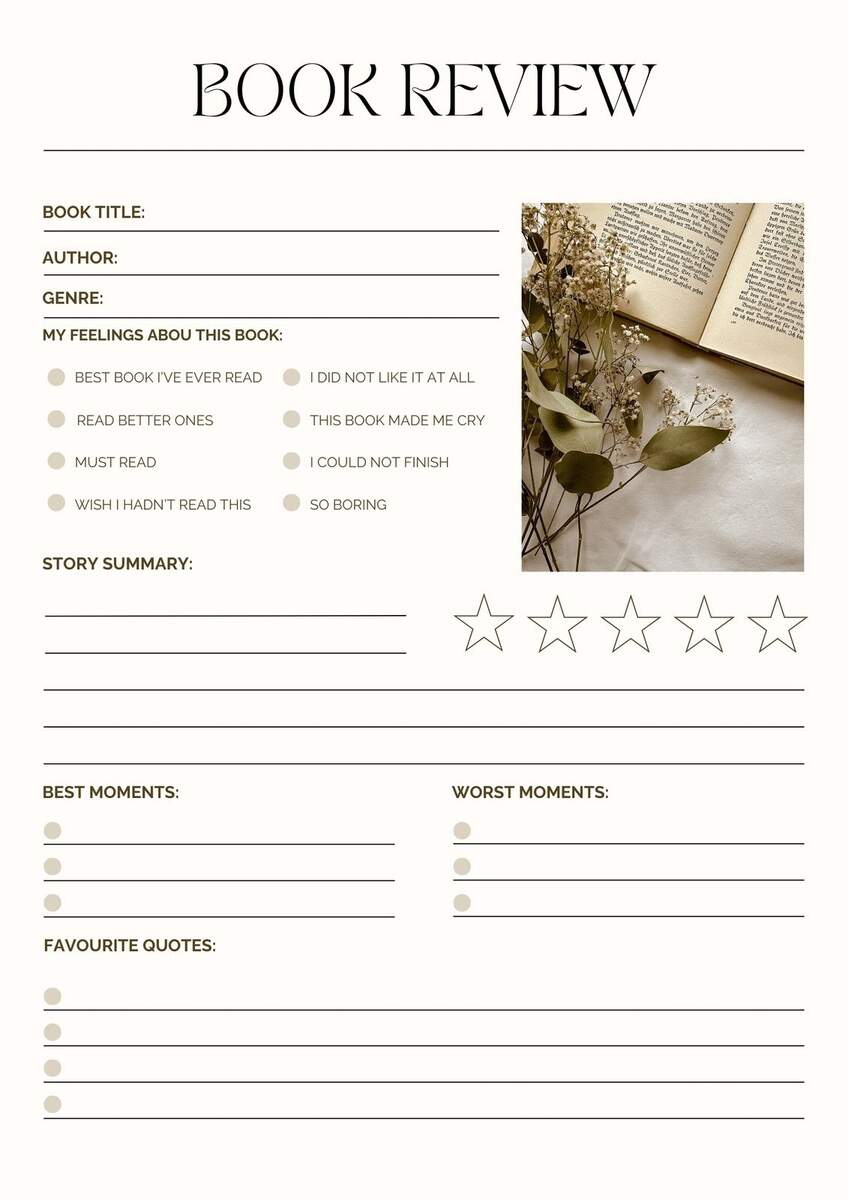 4 FREE Printable Book Review Worksheets My Printable Home