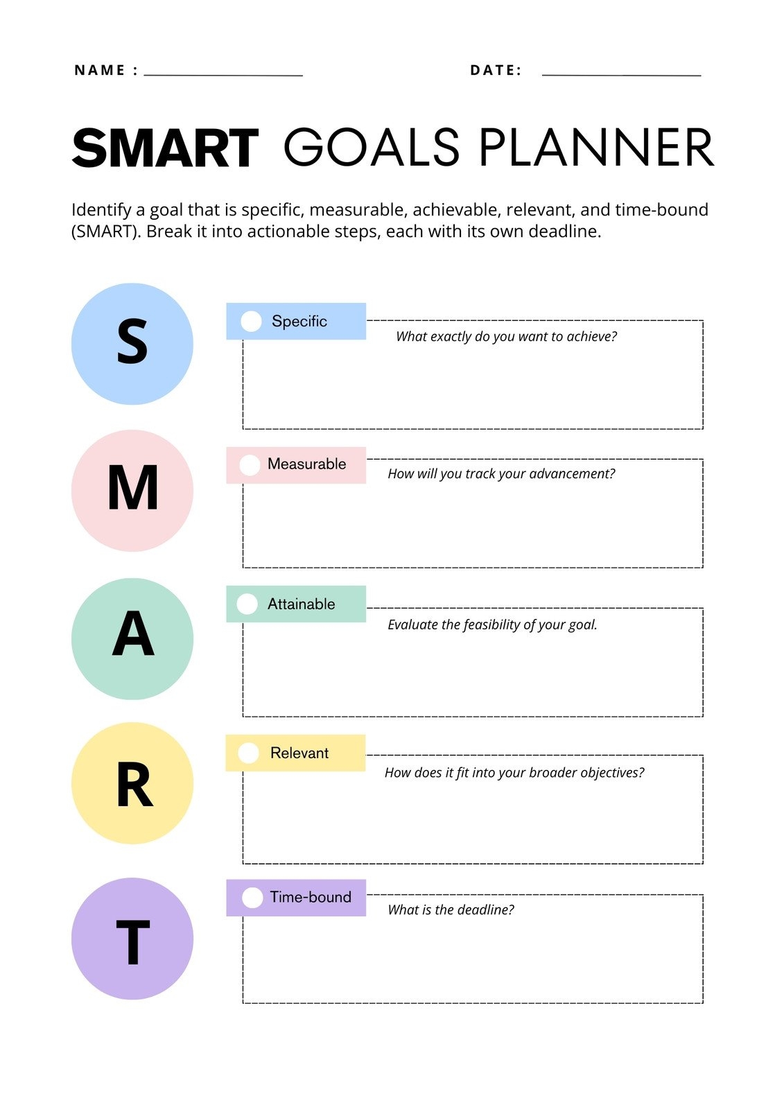 Free And Customizable Goals Templates Free Goal Setting Printable Simple Living Mama