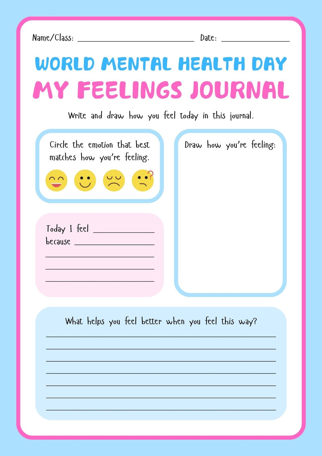 Free Mental Health Check In Worksheet PDF Bearable App