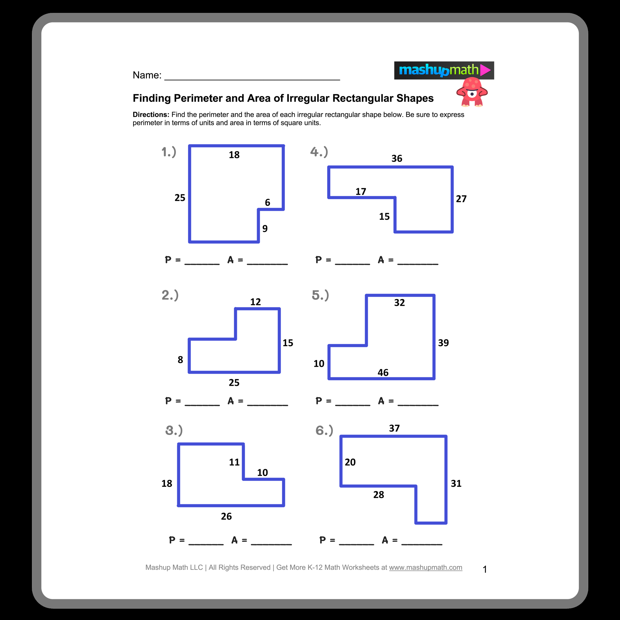 Free Area And Perimeter Worksheets With Answers Mashup Math