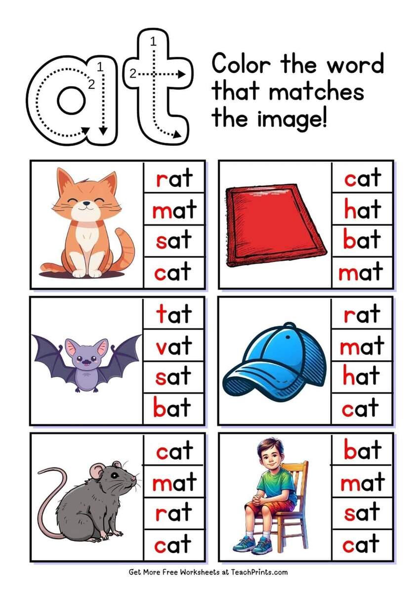 Free At Word Family Worksheets Teach Prints